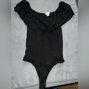 Black off the shoulder womens black body suit